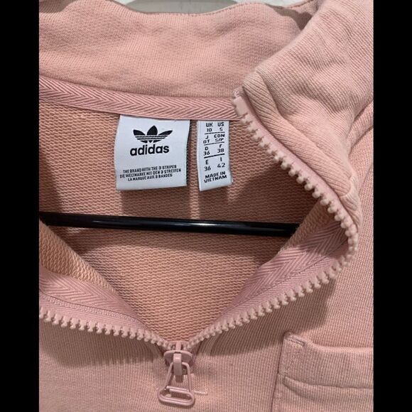 adidas Women's Pink Cropped Quarter-zip Sweatshirt size S - Picture 4 of 4